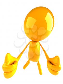 Royalty Free 3d Clipart Image of a Yellow Character Giving Thumbs Up Signs