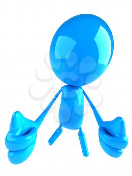 Royalty Free 3d Clipart Image of a Blue Character Giving Thumbs Up Signs