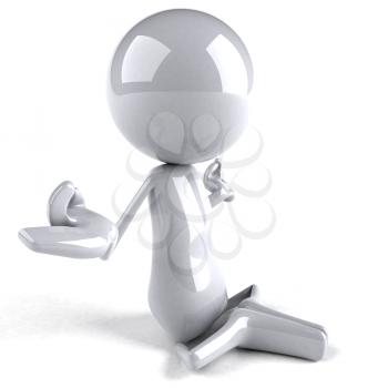 Royalty Free 3d Clipart Image of a White Character Meditating