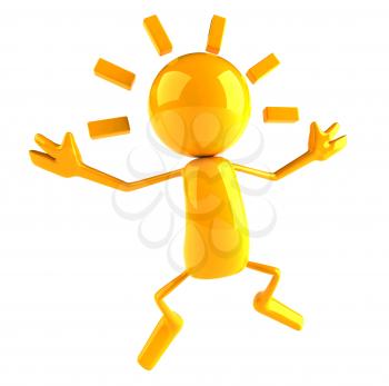 Royalty Free 3d Clipart Image of a Yellow Character Jumping in the Air