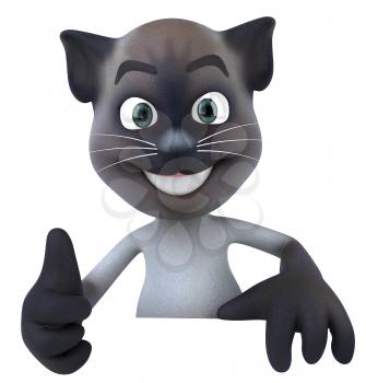 Royalty Free 3d Clipart Image of a Cat Giving a Thumbs Up Sign