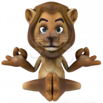 Royalty Free 3d Clipart Image of a Lion Meditating