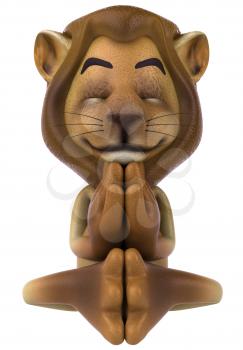 Royalty Free 3d Clipart Image of a Lion Meditating