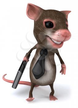 Royalty Free Clipart Image of a Mouse Wearing a Tie and Carrying a Briefcase