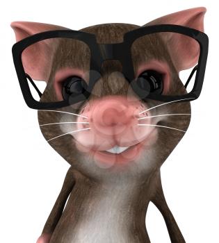 Royalty Free 3d Clipart Image of a Mouse Wearing Black Rimmed Glasses