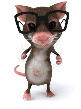 Royalty Free 3d Clipart Image of a Mouse Wearing Black Rimmed Glasses