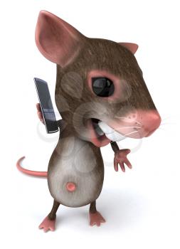 Royalty Free Clipart Image of a Mouse on a Cellphone