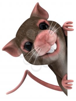 Royalty Free 3d Clipart Image of a Mouse Holding a Blank Sign Board