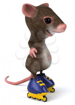 Royalty Free Clipart Image of a Mouse on Rollerblades