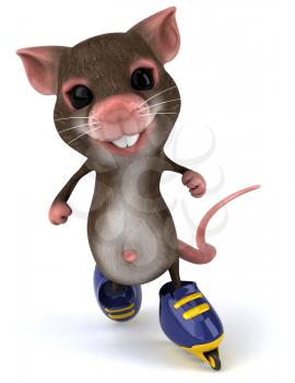 Royalty Free Clipart Image of a Mouse on Rollerblades