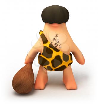 Royalty Free 3d Clipart Image of a Caveman Holding a Club