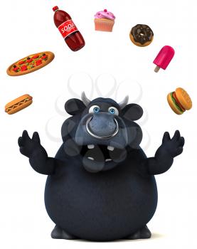 Fun black bull - 3D Illustration