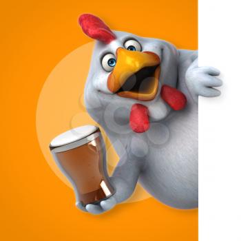 Fun chicken - 3D Illustration