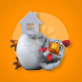 Fun chicken - 3D Illustration