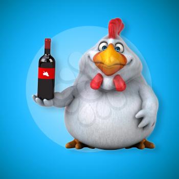 Fun chicken - 3D Illustration