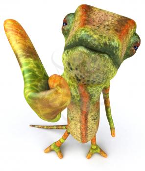 Royalty Free 3d Clipart Image of a Chameleon Giving a Thumbs Up Sign