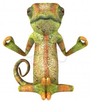 Royalty Free 3d Clipart Image of a Chameleon Meditating