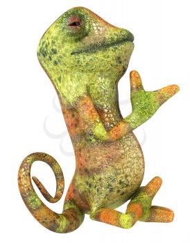 Royalty Free 3d Clipart Image of a Chameleon Meditating