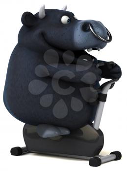 Fun black bull - 3D Illustration