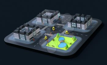 Sel-driving cars - 3D Illustration