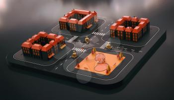 Sel-driving cars - 3D Illustration