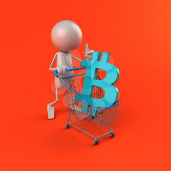 Bitcoin shopping - 3D Illustration