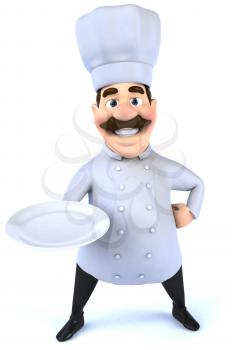 Royalty Free 3d Clipart Image of a Chef Holding a Plate