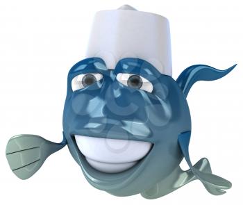 Royalty Free Clipart Image of a Fish Sushi Chef