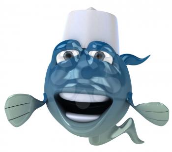 Royalty Free Clipart Image of a Fish Sushi Chef