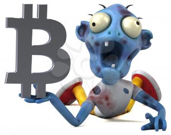 Zombie and bitcoin - 3D Illustration