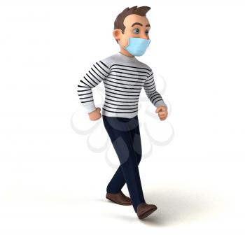 3D illustration of a cartoon character with a mask