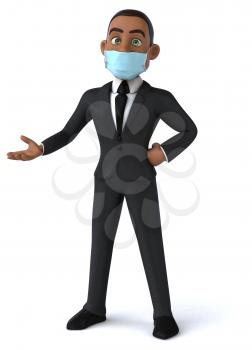 3D illustration of a cartoon character with a mask