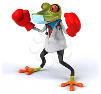 3D Illustration of a doctor frog with a mask