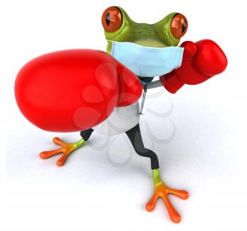 3D Illustration of a doctor frog with a mask