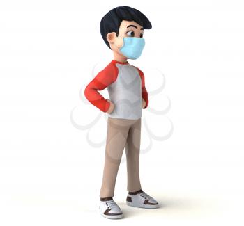 3D Illustration of a teenager with a mask