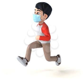 3D Illustration of a teenager with a mask