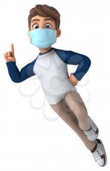 3D Illustration of a teenager with a mask