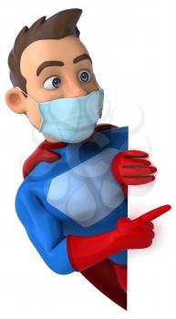 3D illustration of a cartoon character with a mask