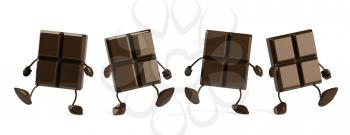 Royalty Free Clipart Image of a Group of Dancing Chocolate Pieces