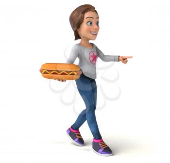 Fun 3D illustration of a cartoon teenage girl 