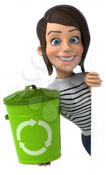 Fun 3D cartoon casual character woman