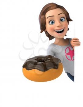 Fun 3D illustration of a cartoon teenage girl 