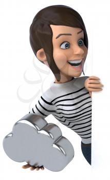 Fun 3D cartoon casual character woman