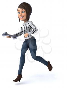 Fun 3D cartoon casual character woman