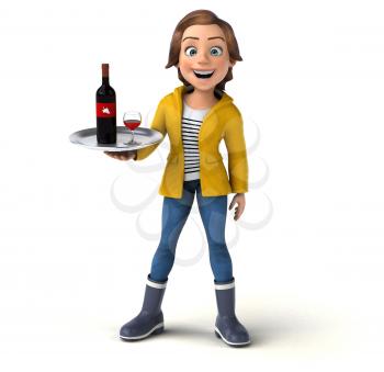 Fun 3D illustration of a cartoon teenage girl 