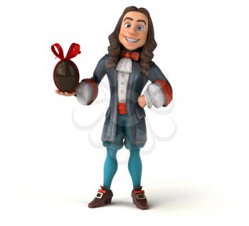 3D Illustration of a cartoon man in historical baroque costume