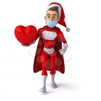 Fun 3D illustration of a cartoon Santa Claus with a mask