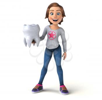 Fun 3D illustration of a cartoon teenage girl 