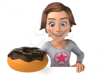 Fun 3D illustration of a cartoon teenage girl 