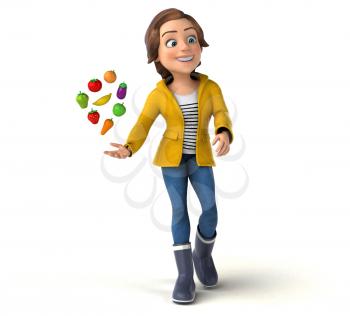 Fun 3D illustration of a cartoon teenage girl 